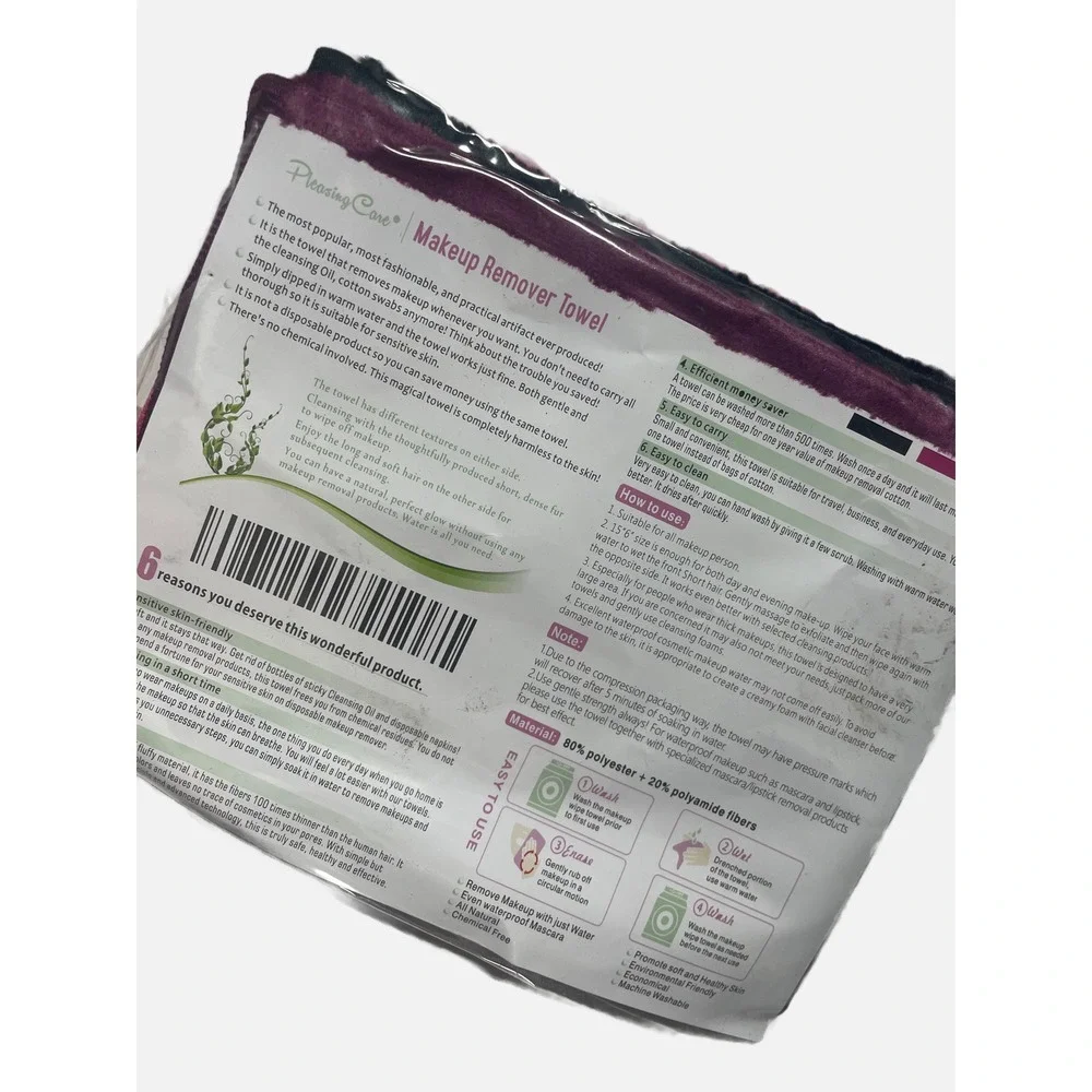 PleasingCare Makeup Remover Towel Unisex OS Purple Reusable Eco Friendly Travel